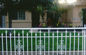 Front View Square White Metal Fence