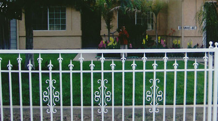 Front View Square White Metal Fence